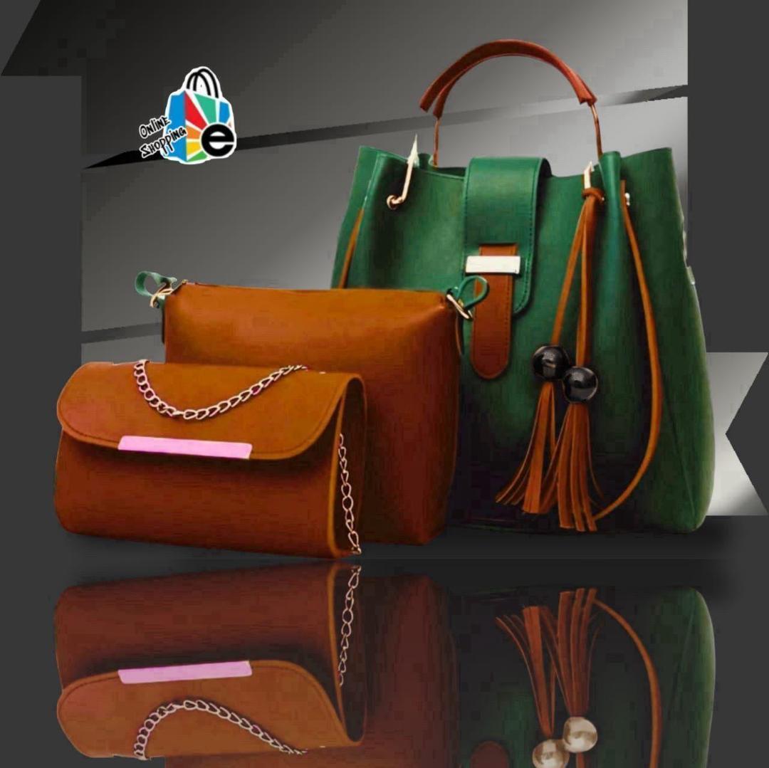 Women's Rexine Plain Hand Bag Set